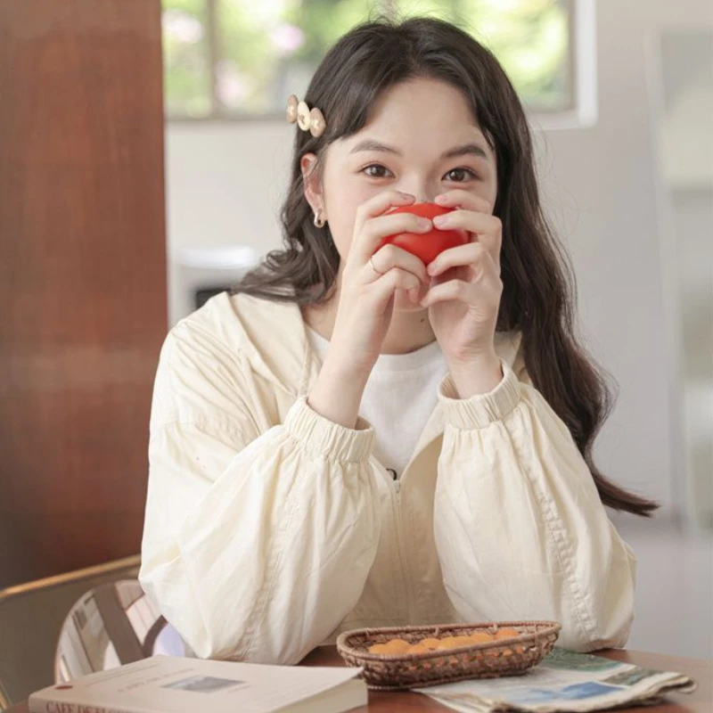 

Hooded Jackets Women Sun-proof Thin Loose Breathable Summer Ulzzang Casual All-match Students Lantern Sleeve Temper Streetwear