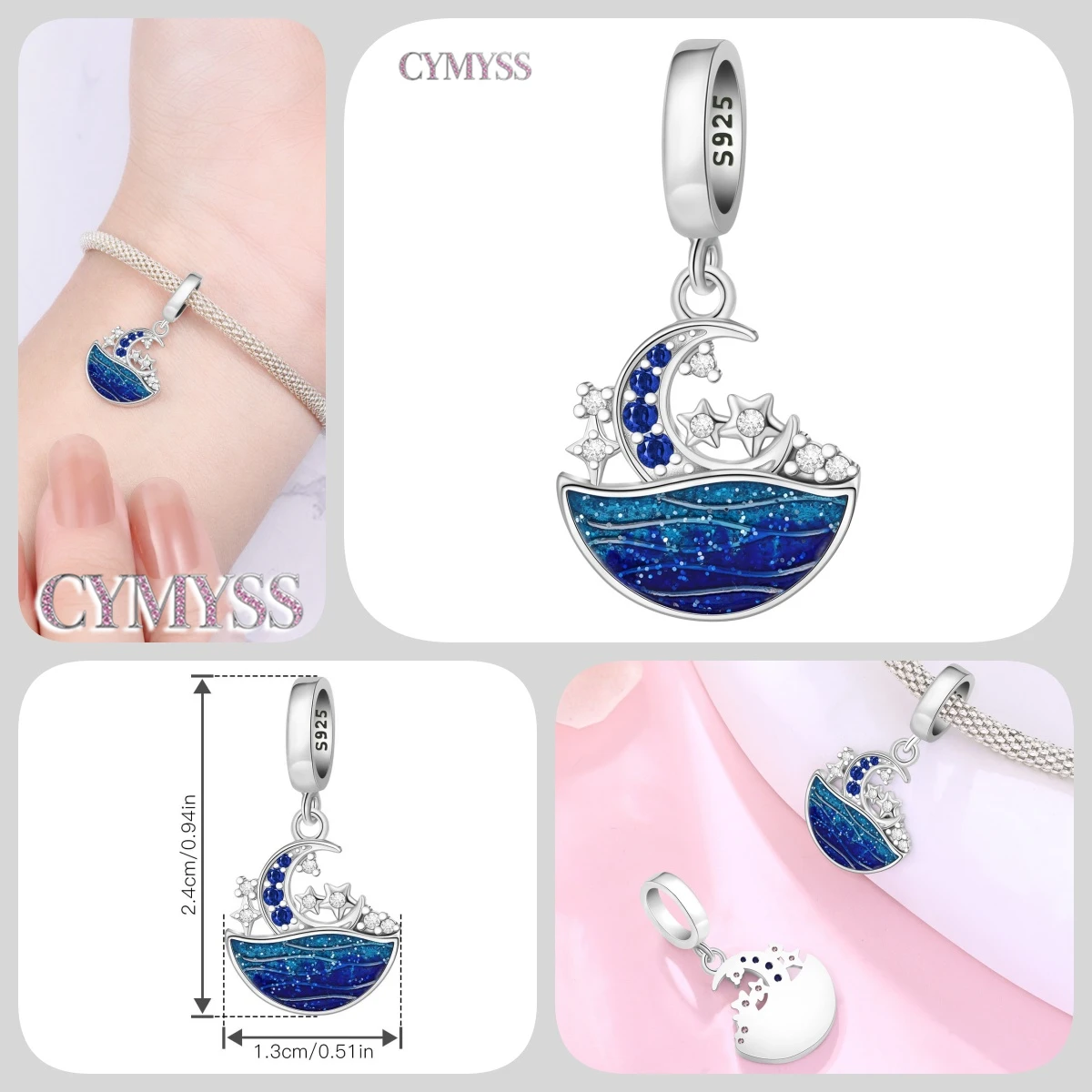 Zierlicher Anhänger aus 925er Sterlingsilber mit Engel-Gebetsperle, passend für Armreif, Armband, Halskette, DIY-Schmuck, Geburtstagsgeschenk für Frauen – Detail 25