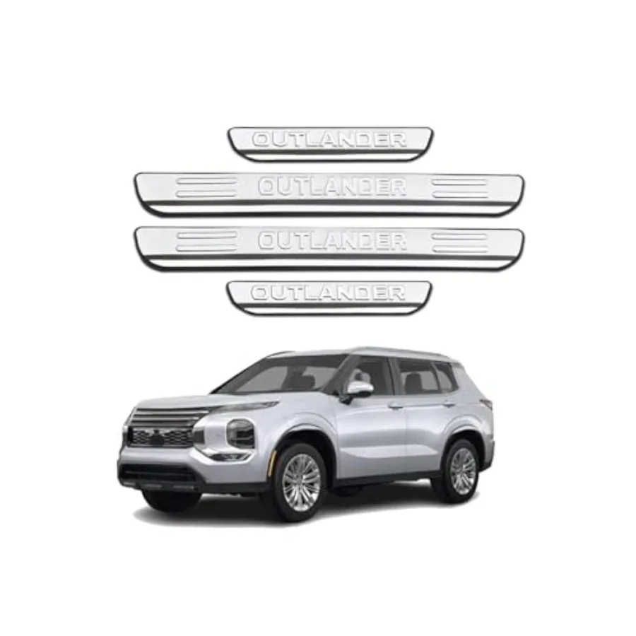 

Chrome Door Sill Protector Trim Guard for Mitsubishi Outlander 2013 2025 2026, Stainless Steels Accessories Plates Cover Auto I