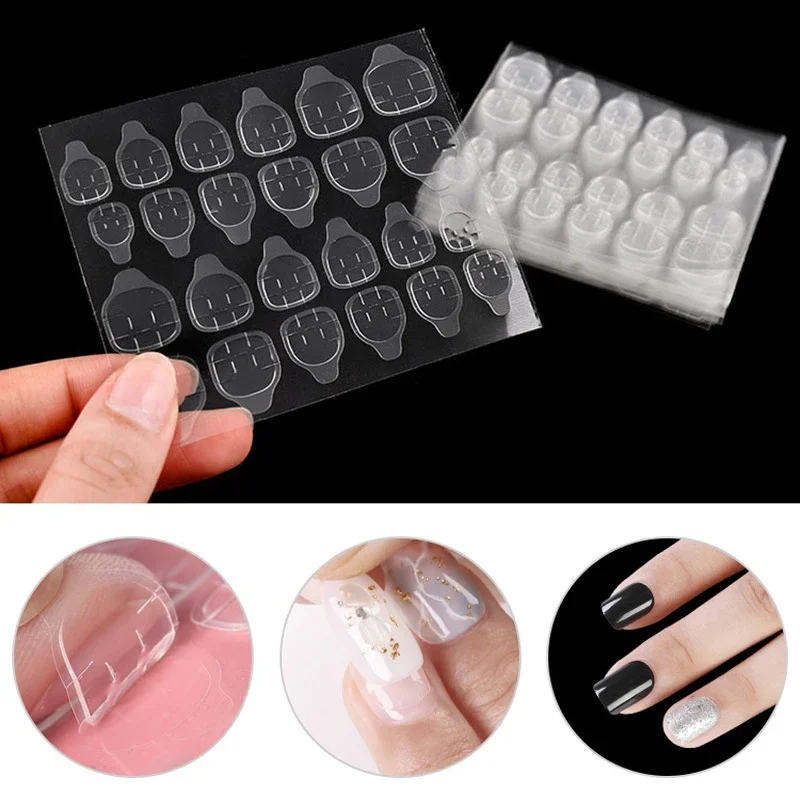 50 Sheet Clear Double Side Art Nail Glue Waterproof Breathable Glue Sticky Fake Nail Adhesive Tape Fake Nail Tips Manicure Tools