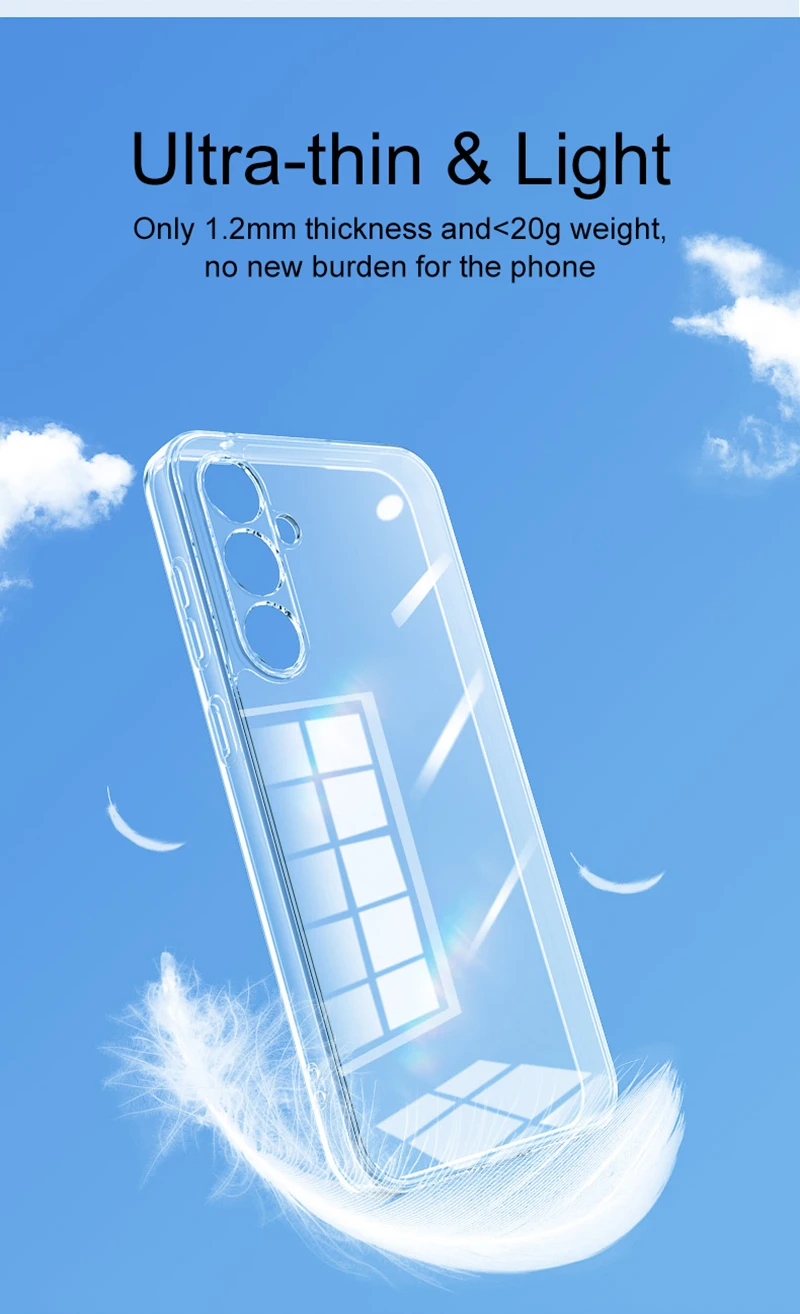 Pełna ochrona aparatu Silikonowe etui do Samsung Galaxy S24 S23 S21 FE S22 Plus A14 A34 A54 Ultra Thin Clear Case Cover TPU — zdjęcie 7