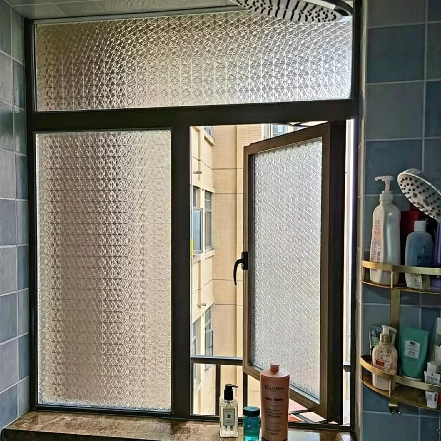 Frosted Privacy Window Film Static Cling Anti Peep Light Transmitting Removable No See Through for Bathroom Glass Door