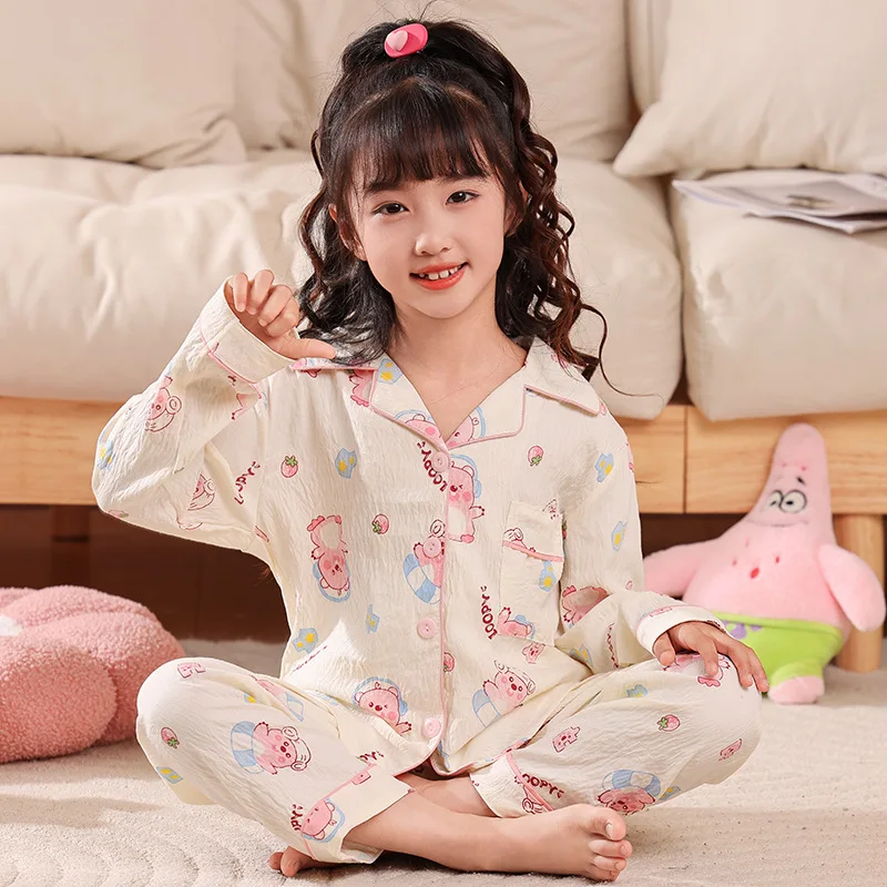 New Autumn Children Pajama Sets Kids Cloud Cotton Sleepwear Anime Cartoon Girl Boy Long Sleeve Pants Pijama Suit Cute Loungewear