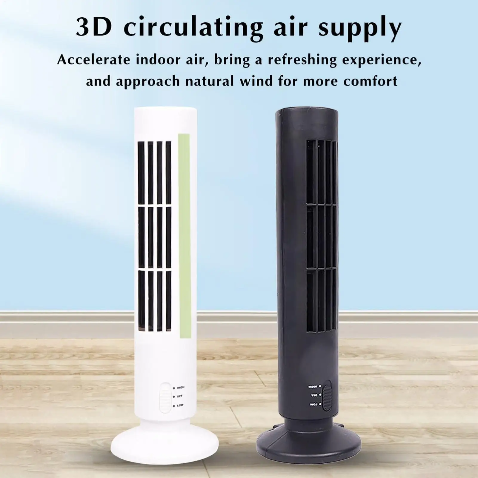 Tower Fan Plug-in Bedside Space Saving Airflow Bedroom Fan for Room Home Garage Office Patio Shop Dorm Bathroom