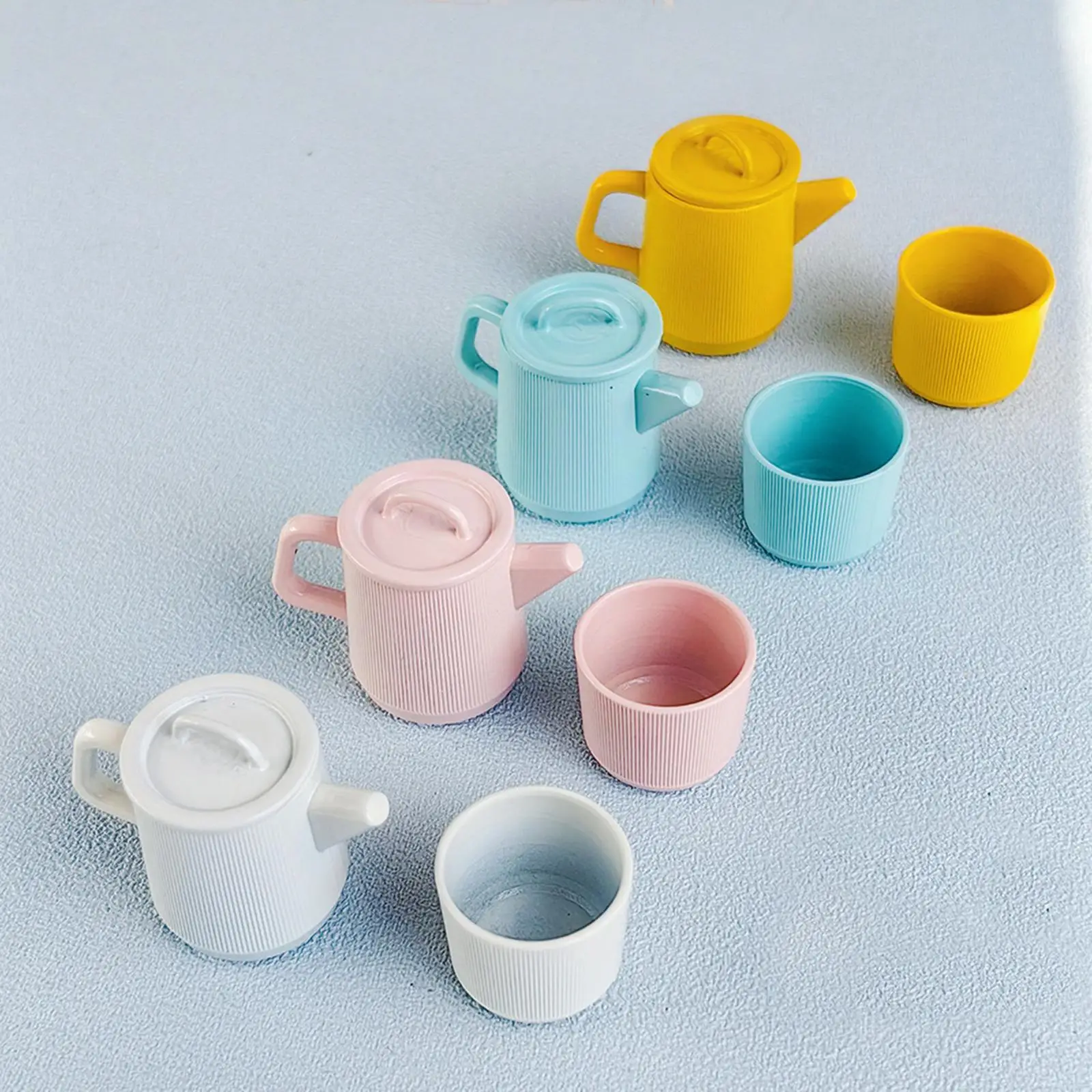 

Kitchen Accessories Dollhouse Decoration Alloy Toys Solid Color Ornaments Mini Teapot Teacup Tableware for Party Home play