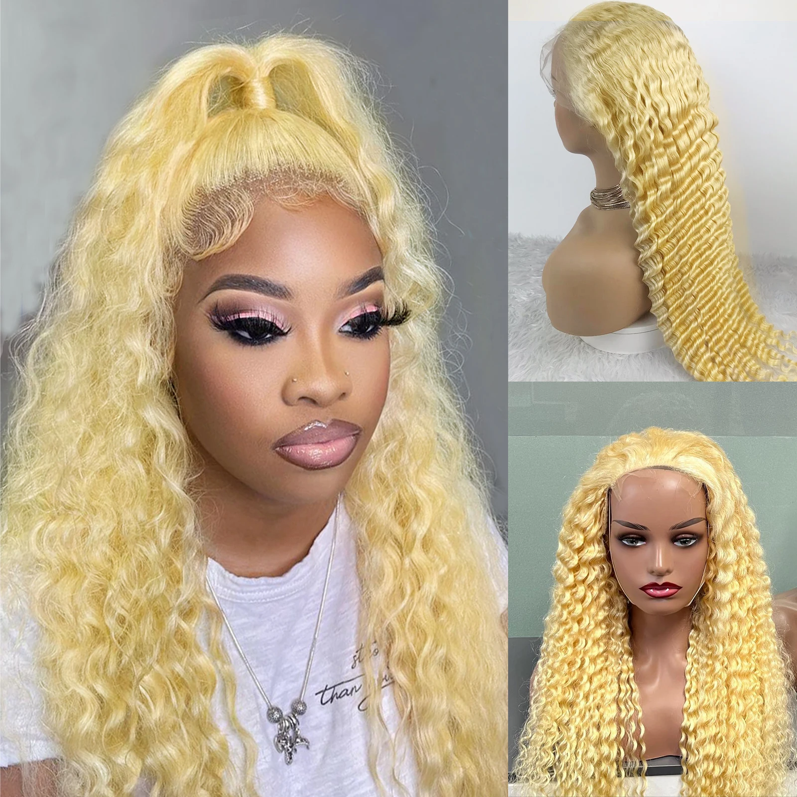 Deep Curly 13x6 Hd Lace Frontal Wig 613 Blonde Lace Human Hair Wigs Deep Wave Brazilian Hair Curly Human Hair Wigs For Women