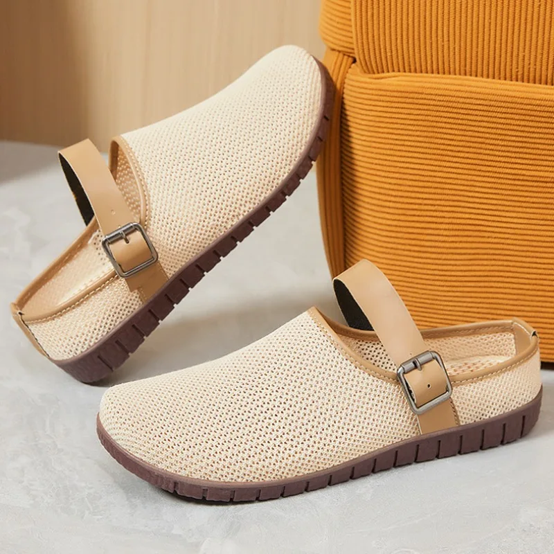 

Women's New Shoes OEM Versatile Retro Soft Soled Sandals Ins Women's Outdoor Slippers Casual Mesh Bread Head Half Drag