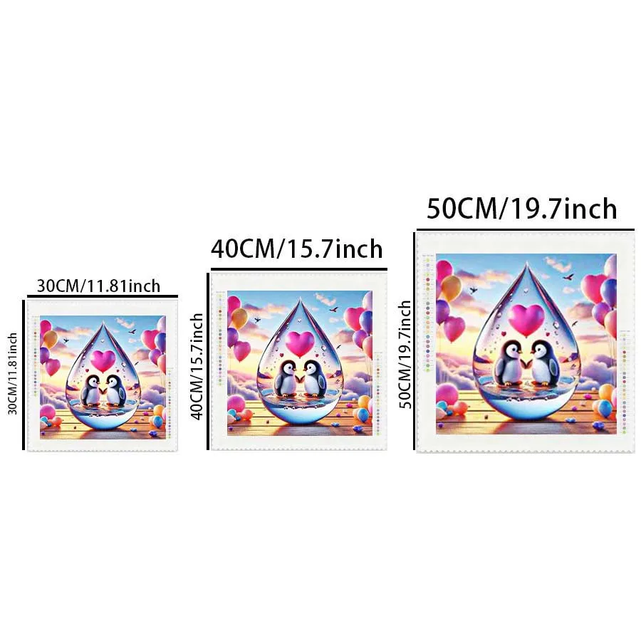 1 piece 5D DIY flocking cloth, special drill, diamond painting kit, penguin, heart, pattern mosaic, diamond art