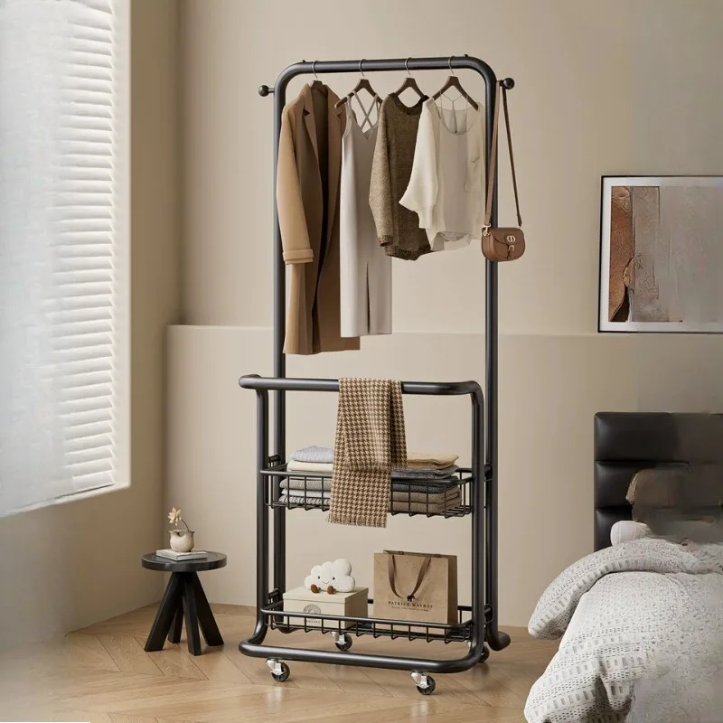 Black Wheel Clothes Stand Cool Modern Hat Organizer Hotel Coat Rack Jacket Metal Entrance Percheros Para Ropa Home Furniture