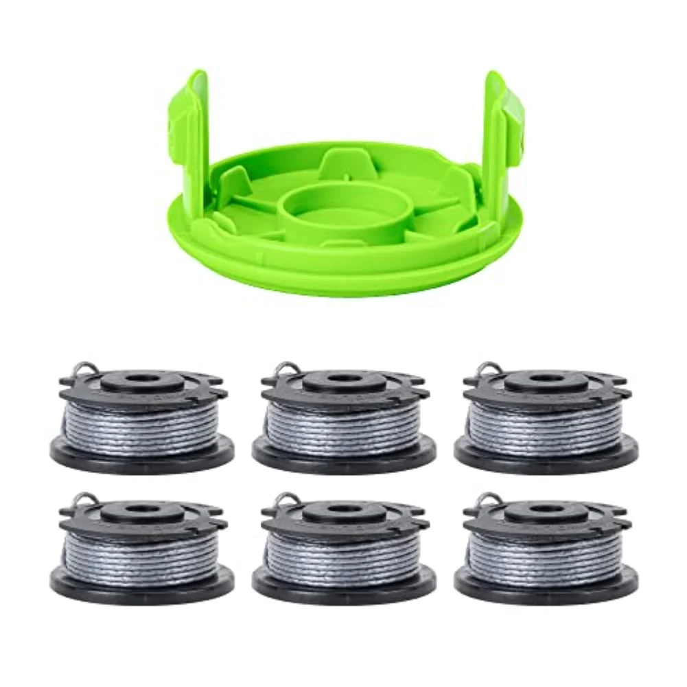 6pcs Replacement Trimmer String Spools With Auto-Feed Trimmer Cover For Grass Trimmer Blade Cutter Lawn Trimmer String Trimmer