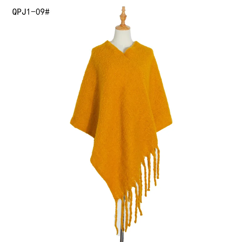 Cape chaude pour femme, châle, épais, à franges, chaud, Poncho, Capes rouges, printemps, automne