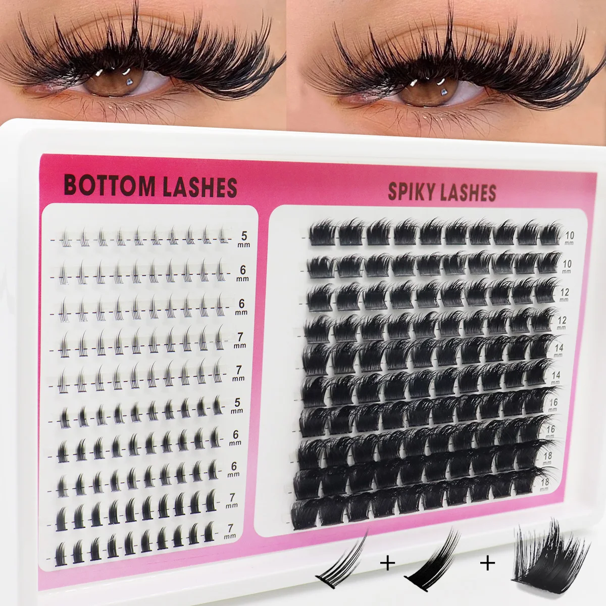 Mixed Upper & Lower Cluster Lashes Dense Curly Premium Handcrafted Self-Grafting DIY Lash Extensions