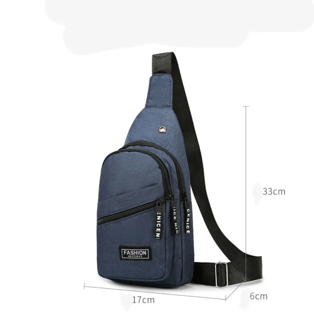 New Multifunctional Men Chest Bag Casual Waterproof Oxford Cloth Shoulder Bag Korean Style Sports Shoulder Bag Messenger Bag