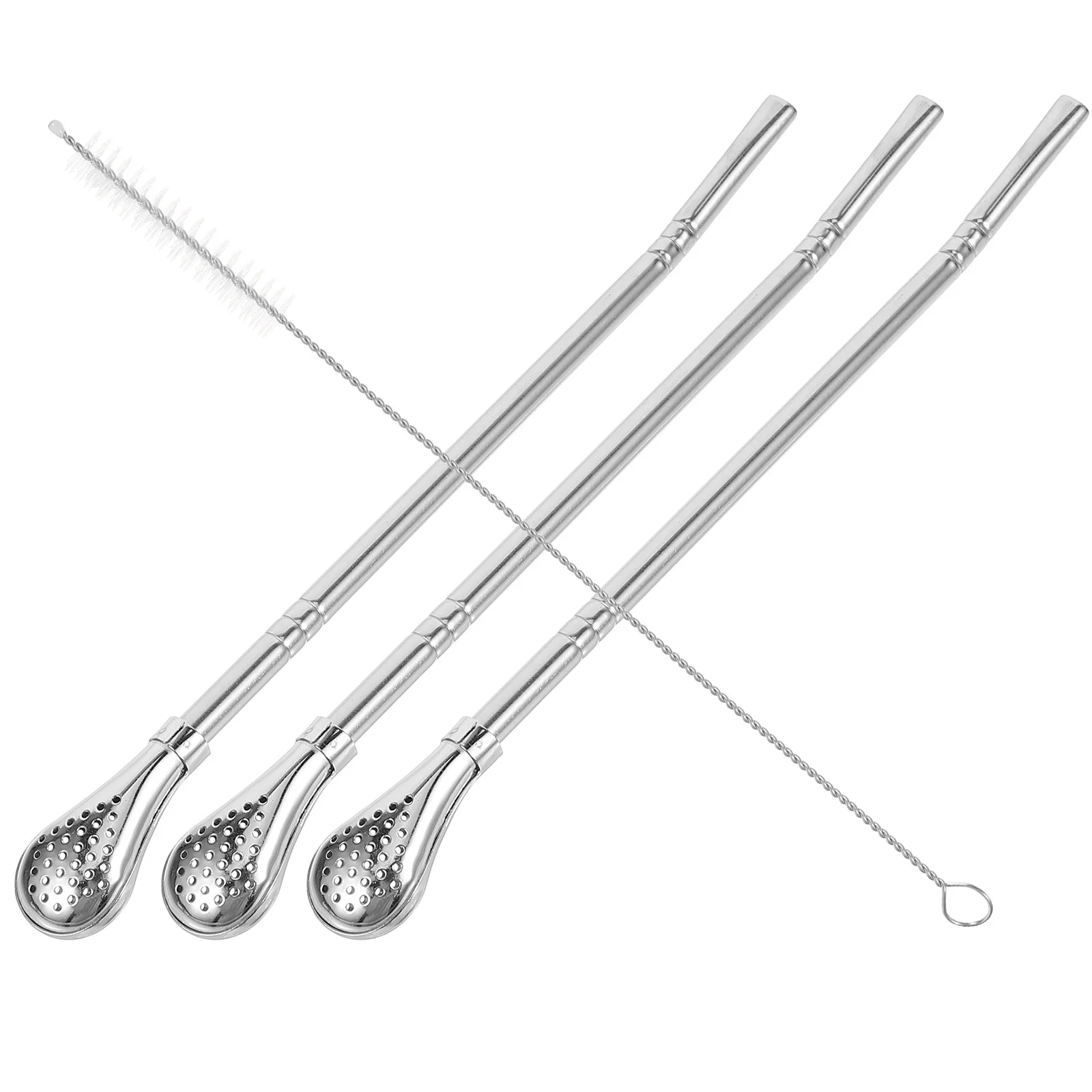 

1 Set Of Stainless Steel Straw Spoons Reusable Stirrer For Coffee Tea Dessert Smoothie Mixing Portable Multi-Function Spoon