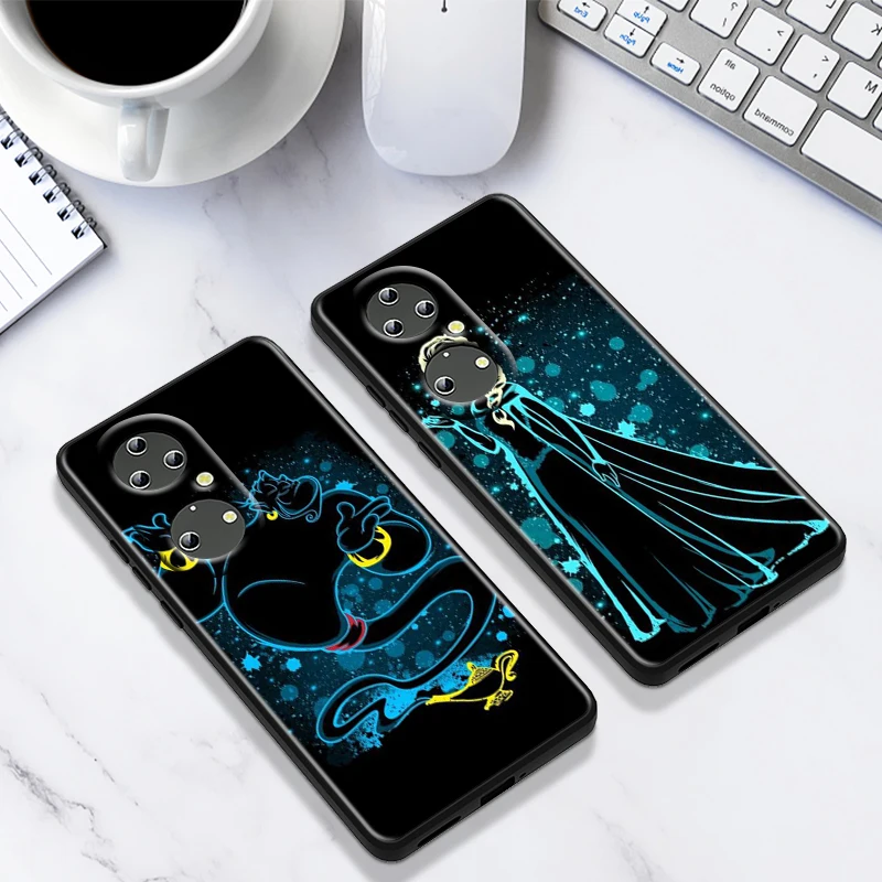 Elsa Ariel Princess Disney For Huawei P50 P40 P30 P20 P10 Pro Lite P Smart Z 2021 2019 4G 5G Silicone Soft Black Phone Case