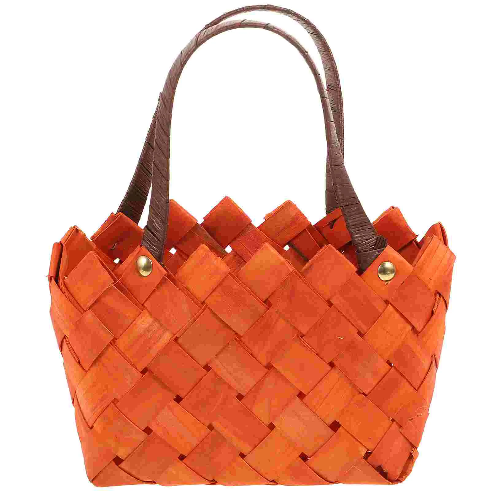

1PC Handmade Woven Flower Basket Portable Dried Flower Storage Basket Home Decor (Brown, Small) Portable Flower Basket