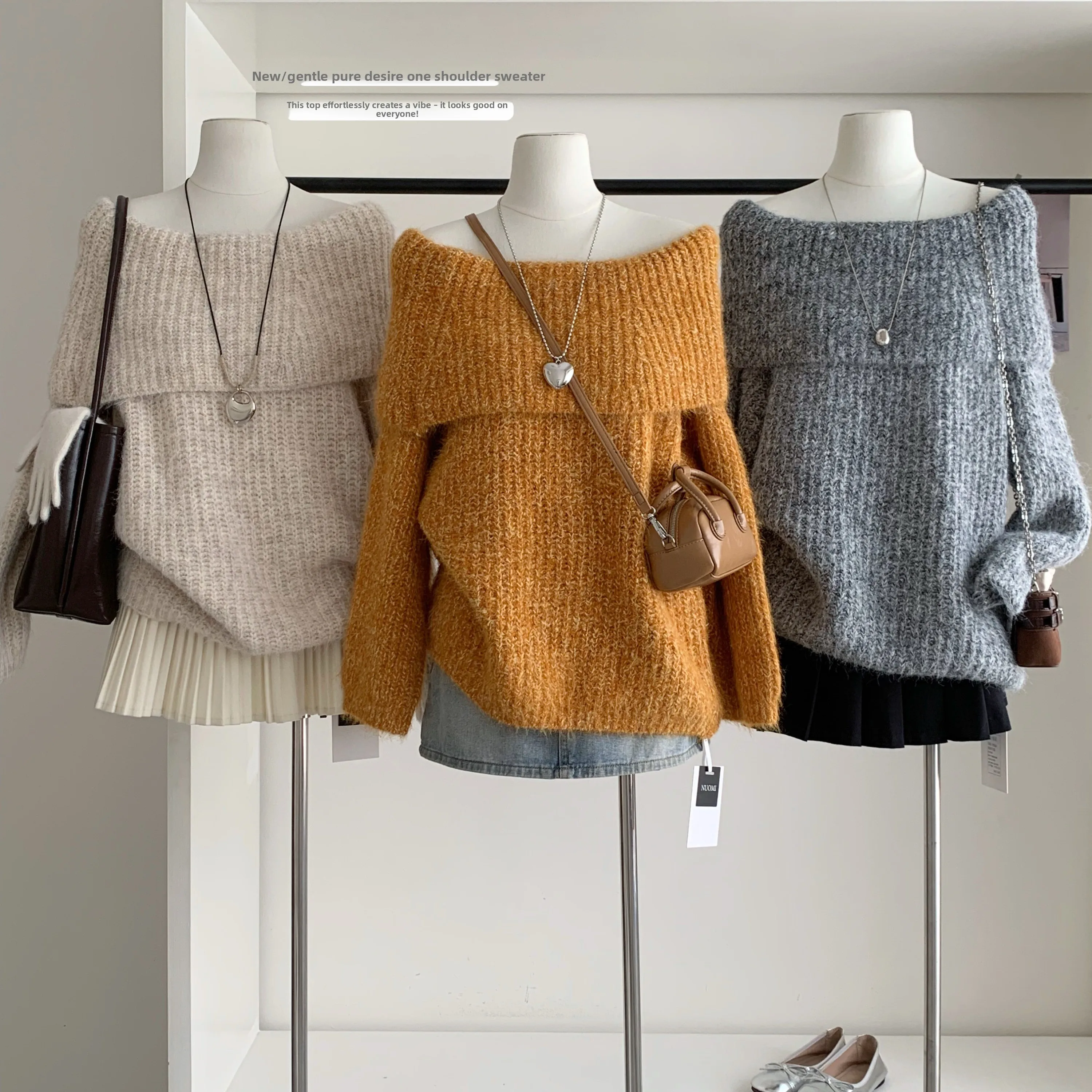 เสื้อสเวตเตอร์ไหมพรมถักแบบยาว สไตล์เกาหลี สีพื้น ผ้าฝ้ายเนื้อนุ่ม สวมใส่สบาย ทรงหลวม ใส่เป็นเสื้อตัวในหรือตัวนอกได้