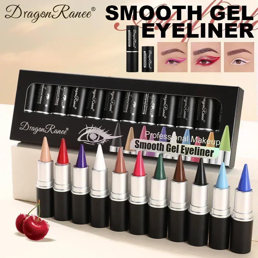 

New 12 Piece Eyeliner Set Smooth Gel Easy To Apply Natural Waterproof Long Lasting Multi-functional Professional Makeup 3g*12
