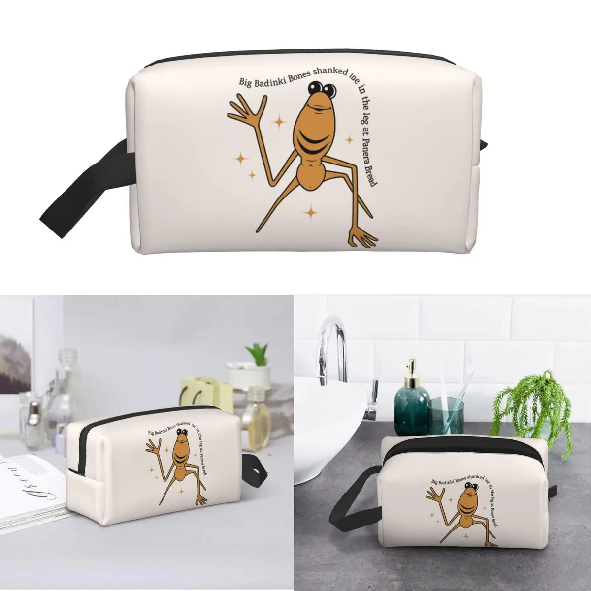 Marcus The Worm Robert Help Meme Brain Rot Makeup Bag Cosmetic Storage Dopp Kit Toiletry Cosmetic Bag for Women Beauty Travel