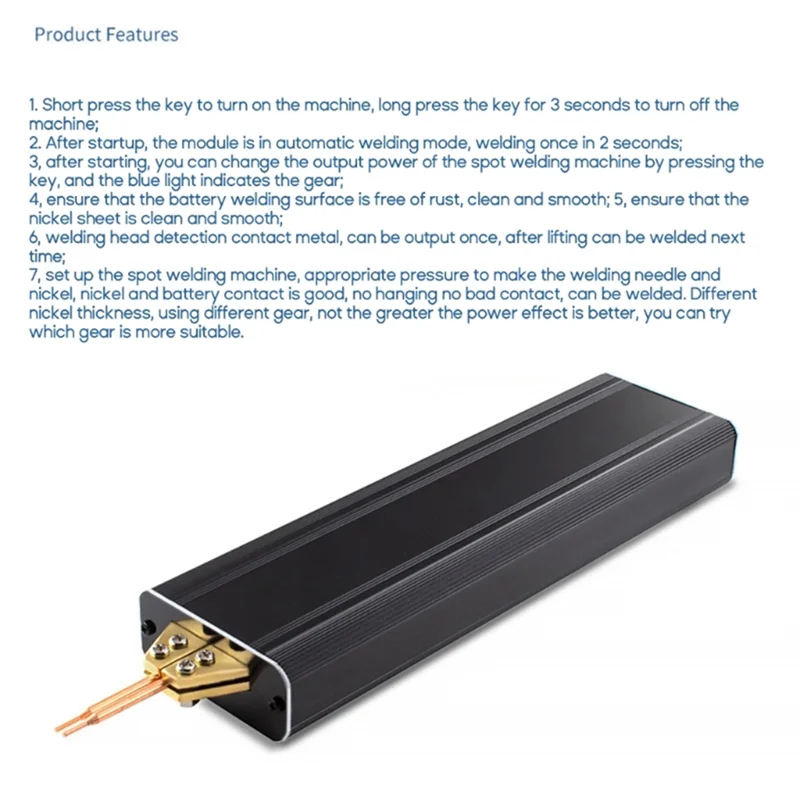 -A02R 1 Piece Handheld Spot Welder Black Aluminum Alloy Micro-USB 5V 18650/21700 Lipo-Batteries Nickel Sheets Welding