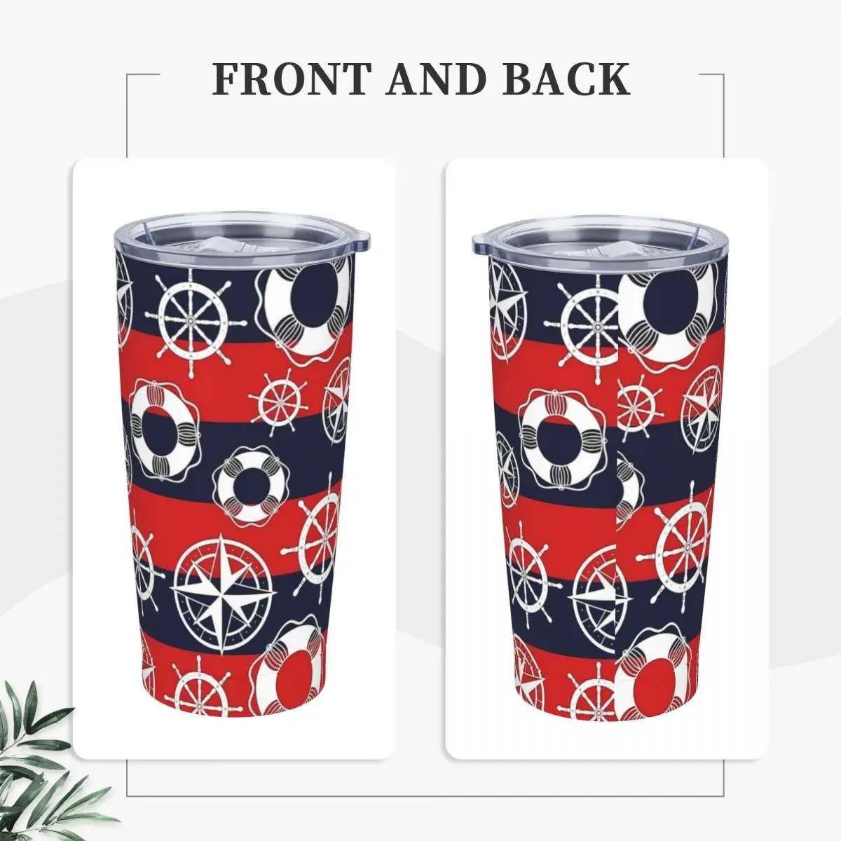 Anchor Stainless Steel Tumbler Nautical Marine Beach Car Mugs Large Coffee Mug Leakproof Hot Drinks Milk Tea Water Bottle