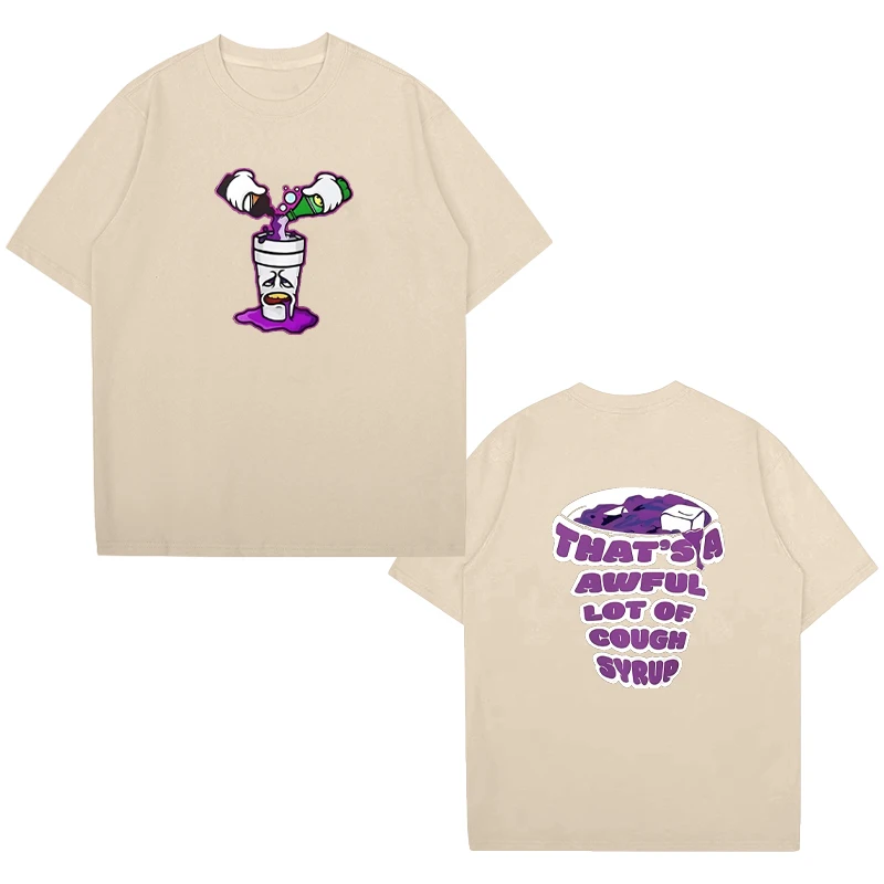 That's Terrible Cough Syrup Pattern short sleeve T-shirts Men Women Summer harajuku Double Sided printed T shirt plus size tops