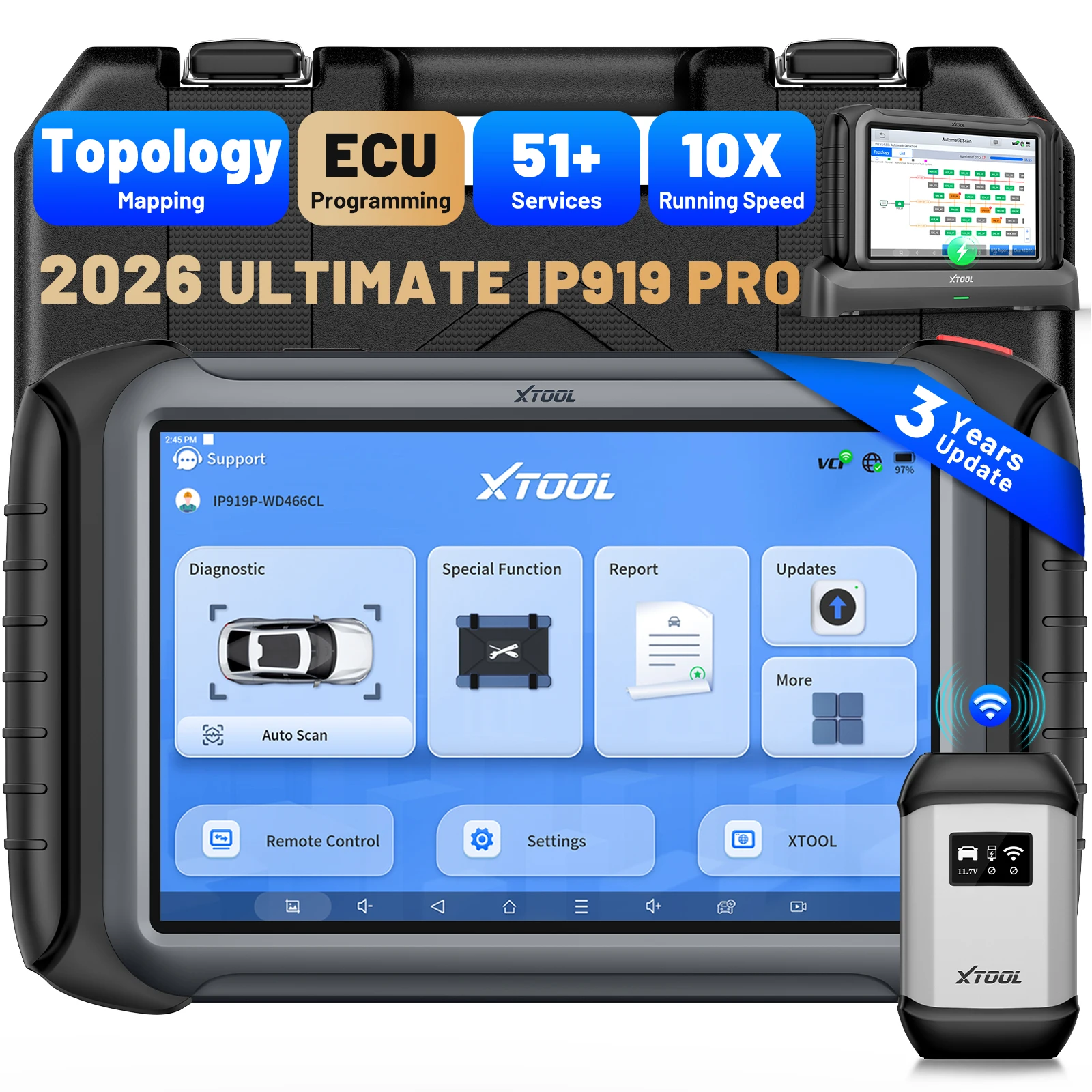 XTOOL IP919 PRO ECU programmeur Scanner de Diagnostic de voiture OBD2 Scanner clé outil de programmation peut FD DOIP FCA AutoAuth 51 + réinitialisations