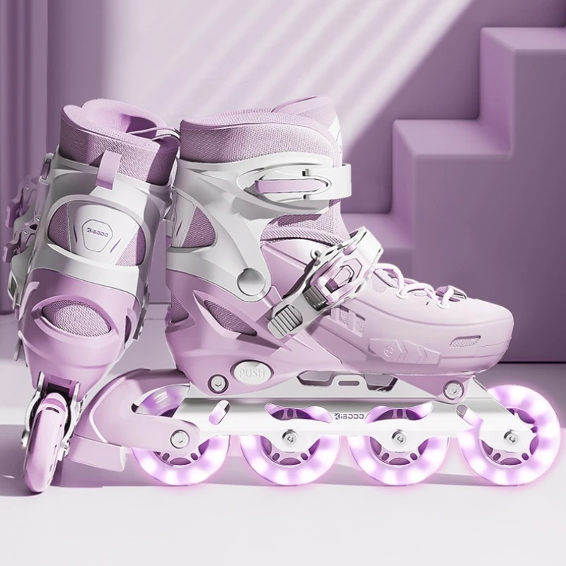 أطفال قابل للتعديل حذاء تزلج بعجلات بنين بنات 8 عجلات فلاش شفرات دوارة أحذية التزلج على الجليد إطار من الألومنيوم التزلج في الهواء الطلق المبتدئين #6