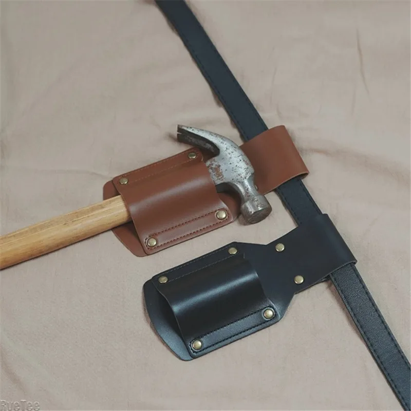 Funda de Cuero Resistente para Herramientas (Martillo, Alicates, Hacha), Organizador Reforzado con Remaches para Llaves, Cinturón de Construcción para Electricistas y Carpinteros