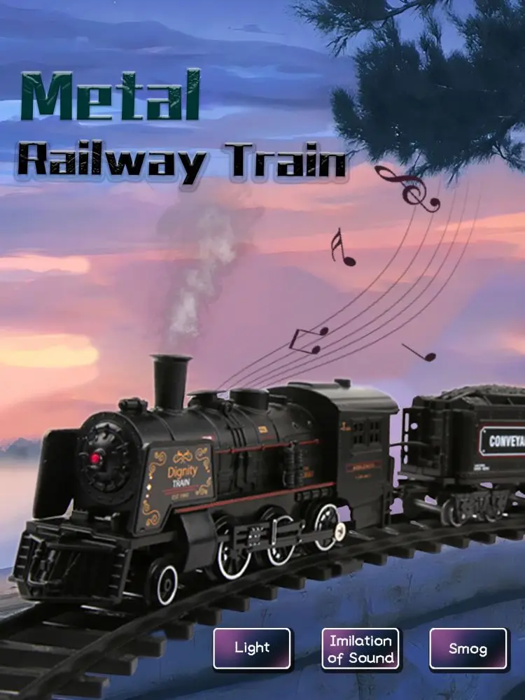 Alloy Railway Train Add Water Emit Smoke Toy Metal Carriage Train Track Toys High Quality Locomotive with Sound&Light Kids Gift