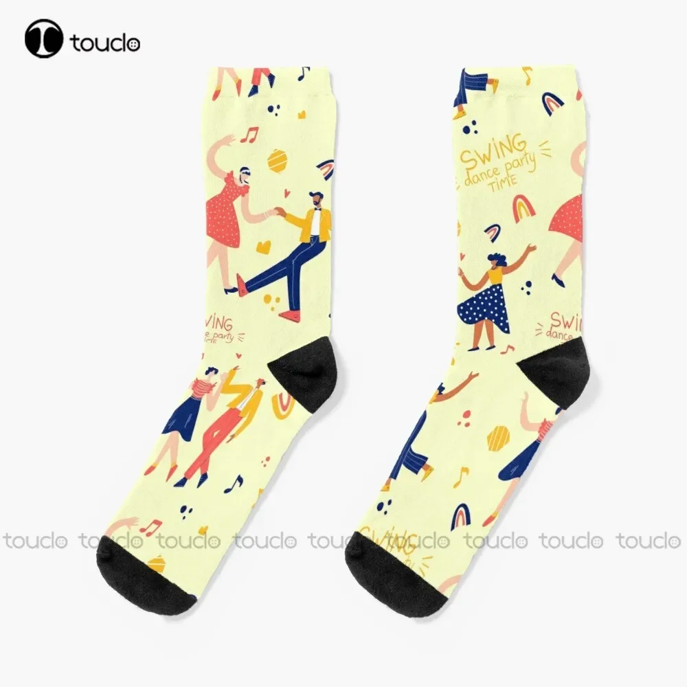 Swing Dance Party Pattern Socks Soccer Socks Women Unisex Adult Teen Youth Socks Christmas Gift Custom Hd High Quality Sock