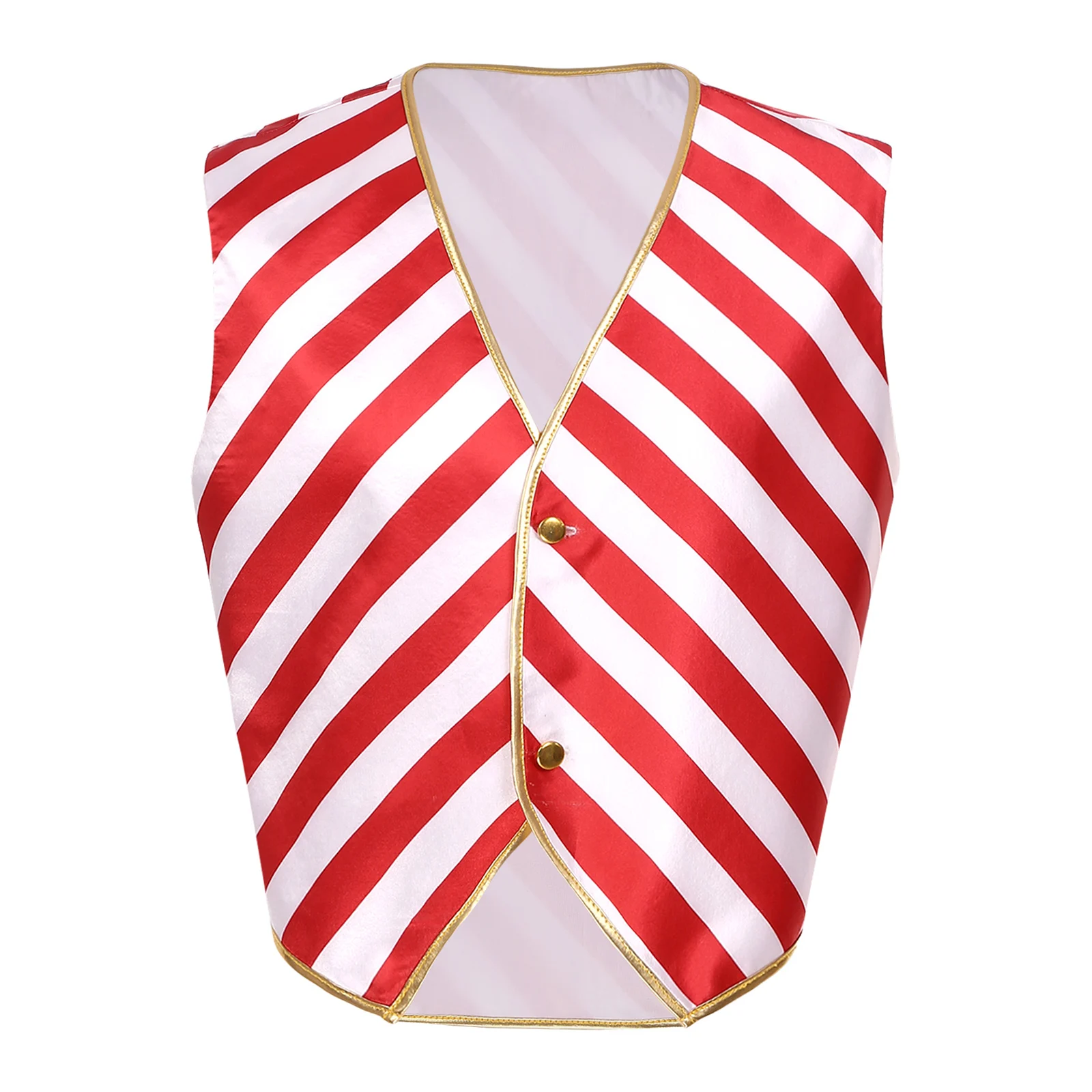 Gilet de canne de bonbon de Noël pour hommes, imprimé à rayures rouges et blanches, glaSanta Claus, festival de fête, olympiques de carnaval