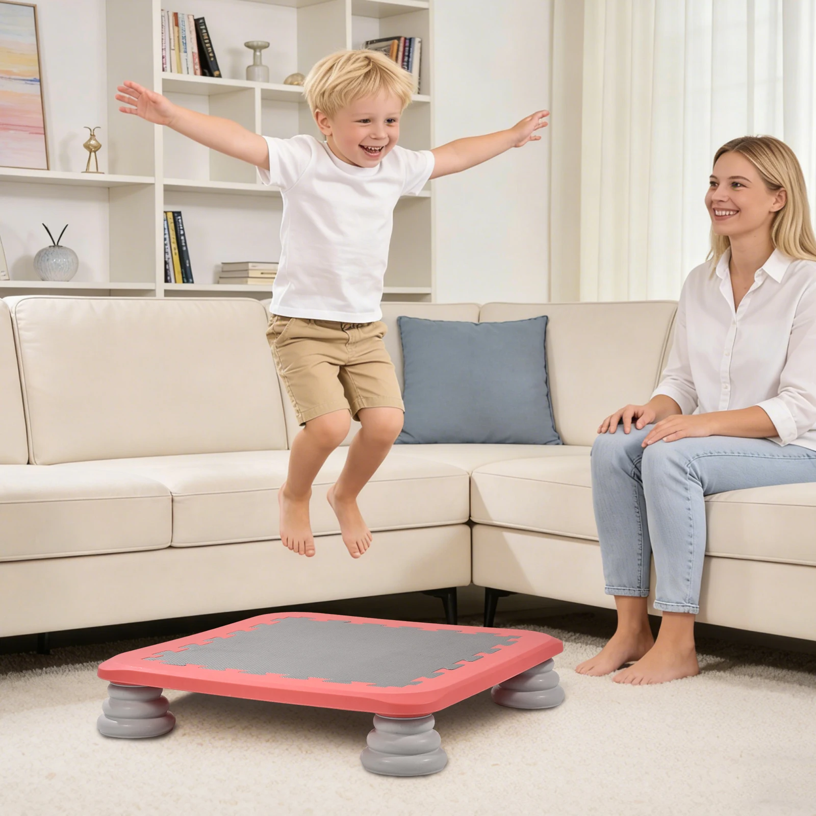 

Stable Toddler Trampoline with Sensory Training, Indoor & Outdoor Rebounder – Heavy Duty Bouncing Bed for Kids Children Backyard