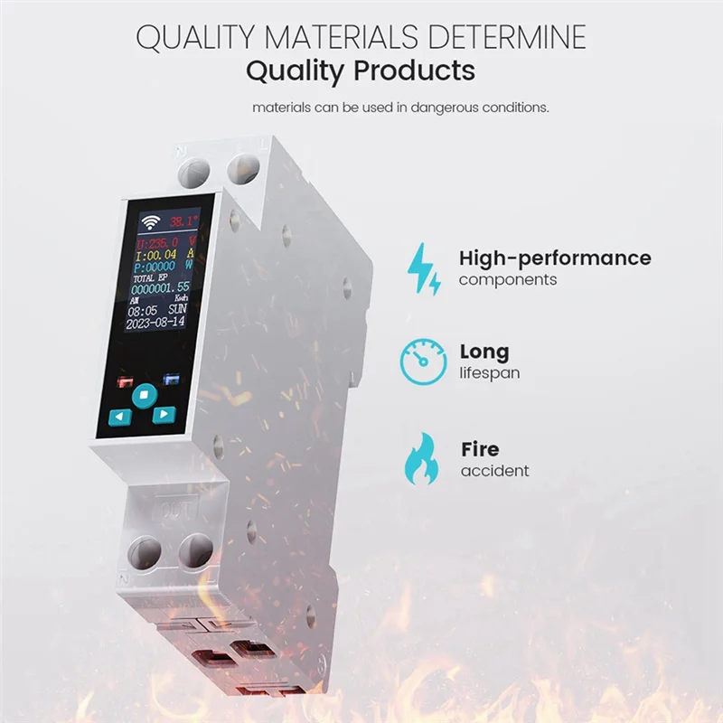 ABMF-50A Tuya WIFI Smart Switch Circuit Breaker LCD Meteran Energi Kwh Power Metering Timer Relay Remote Control Kehidupan Cerdas