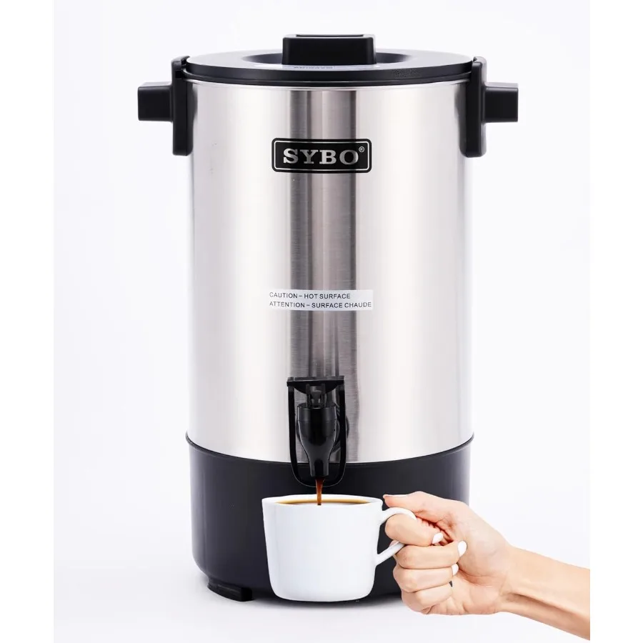 SRCP40C Commercial Grade Stainless Steel Percolate Coffee Maker Hot Water Urn for Catering Hot Beverage Dispenser 45Cup 4.5L Me