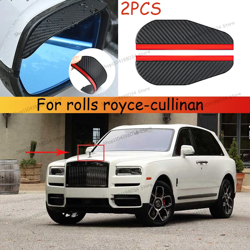 For rolls royce-cullinan Car 2PCS Carbon Fiber Sun Visor Shade Cover Car Rearview Mirror Rain Eyebrow Protector Clear Vision