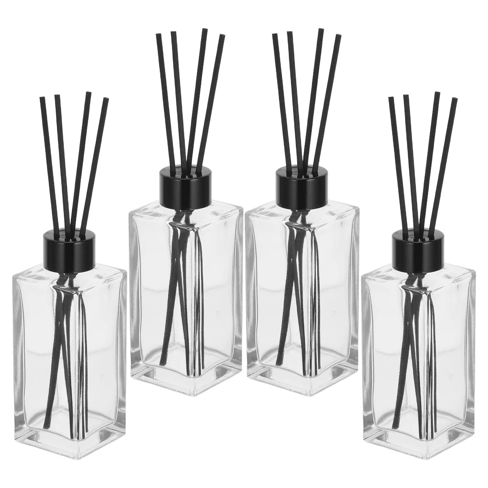 4Sets Bathroom Fragrance Diffuser Reed Small Mini Clear Glass Perfume Refill Bottle Set Home Aromatherapy Room Scent Sticks view 4