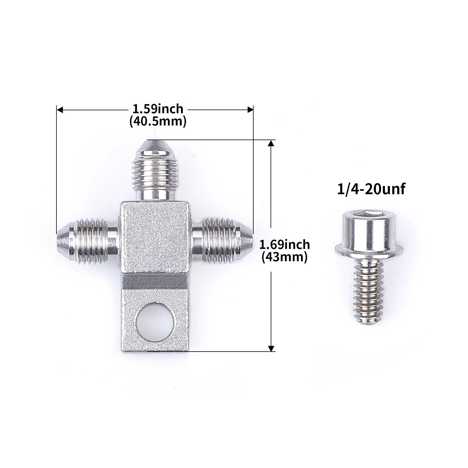 Universal AN3 TEE Fitting, AN3 to M10x1, AN3 to M12x1.0 Male Flare Stainless Steel Brake, Clutch, Oil Hose Fitting Adapter