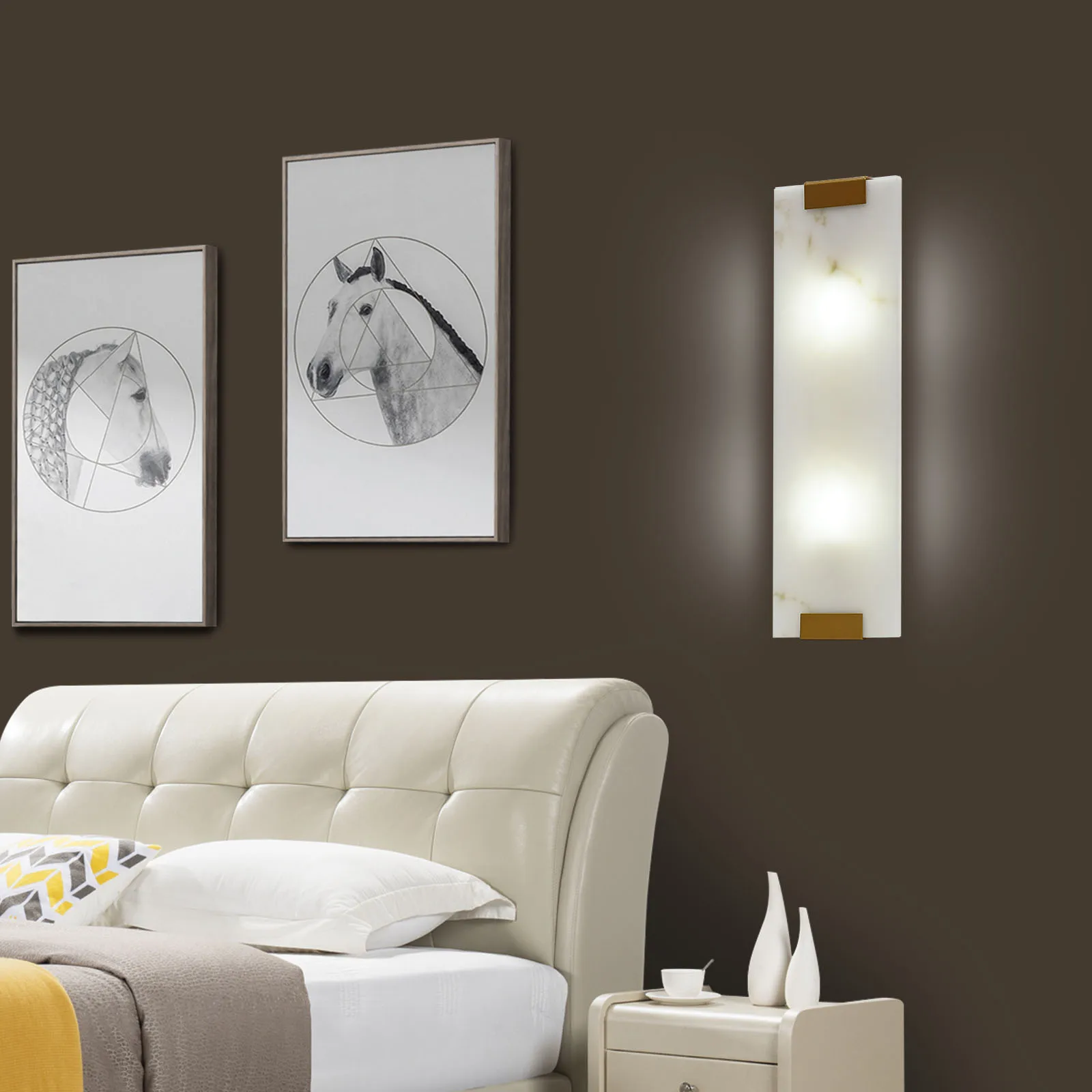 Durable Wall Light, Imitation Marble, G9 Bulbs, Dimmable, 85-265V Compatibility for Bright Illumination