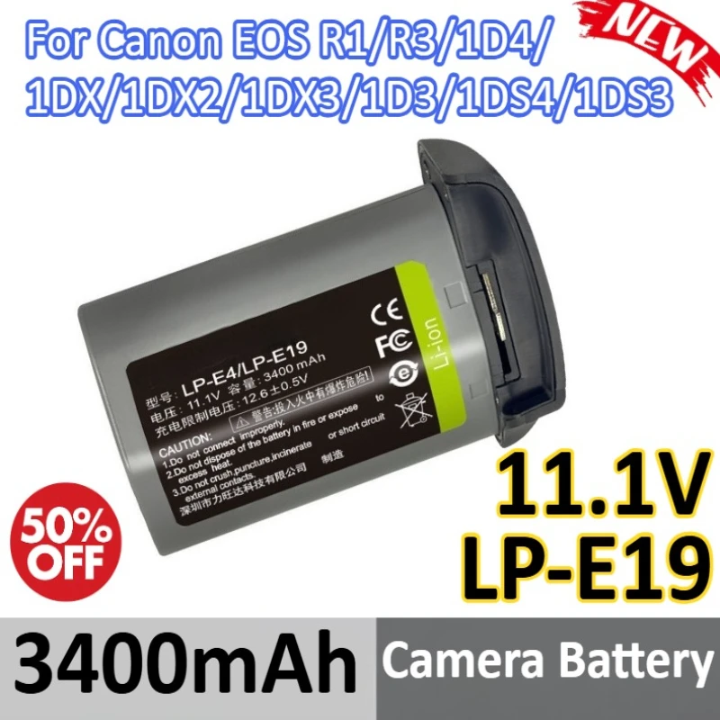 

LP-E19 11.1V 3400mAh Camera Battery For Canon EOS R1/R3/1D4/1DX/1DX2/1DX3/1D3/1DS4/1DS3