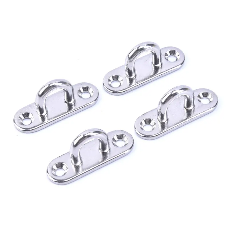 4 pezzi in acciaio inox oblungo Pad Eye Plate Staple Ring Hook Loop Design a forma di U