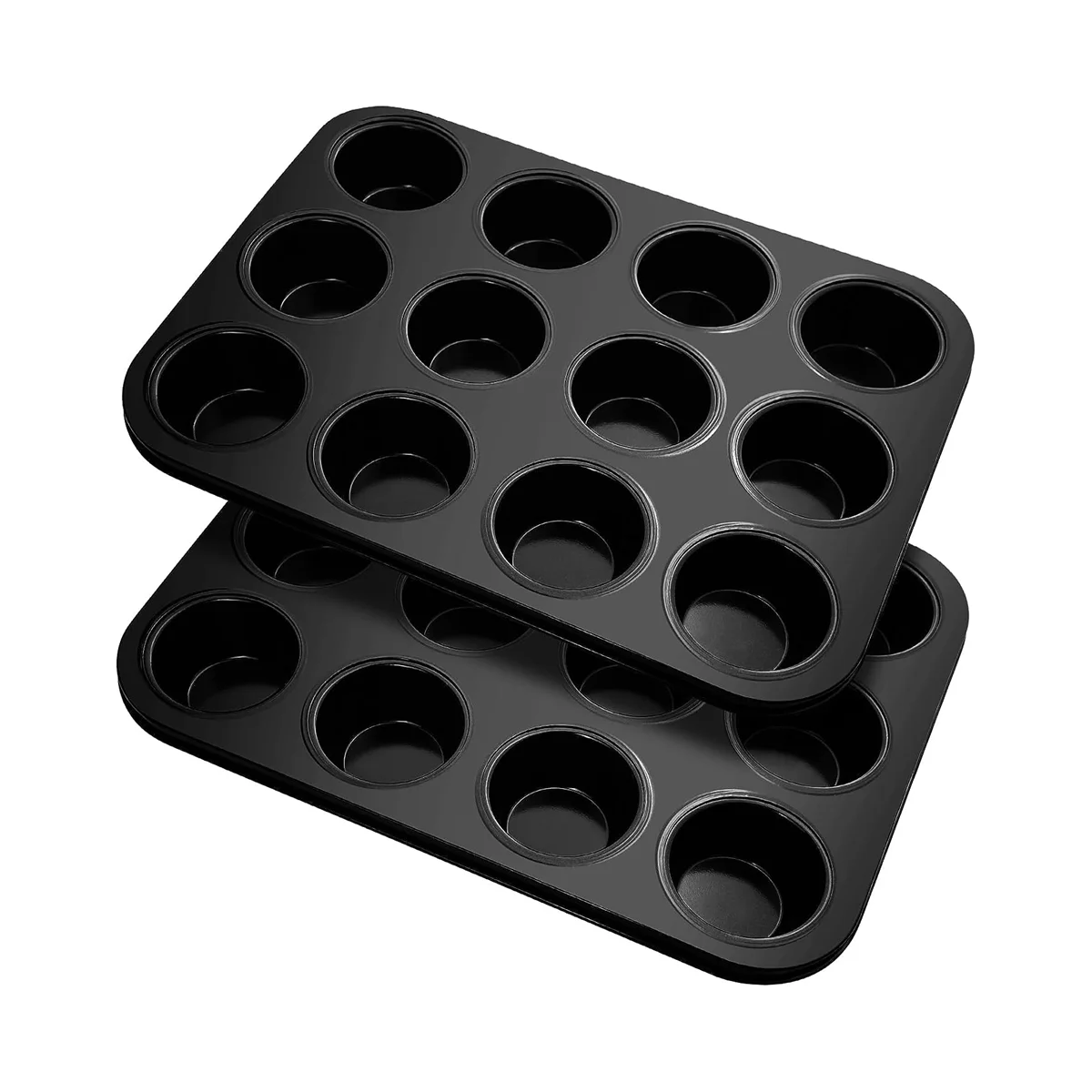 

Muffin Tray, Pack of 2 Carbon Steel Muffin Tray for 12 Muffins, Non-Stick Coated Muffin Baking Mould, Muffin Tray