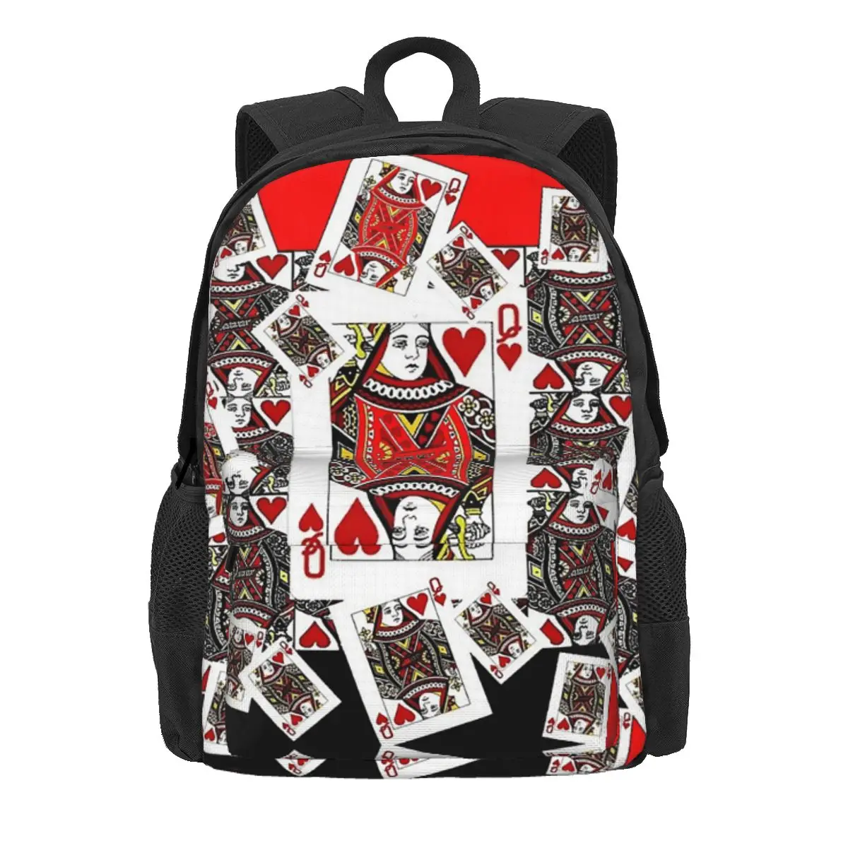 

Casino Nights Red Queen Of Hearts Backpack Daypack Large Capacity Kids BookBag School Bag Shoulder Bags for Men Women
