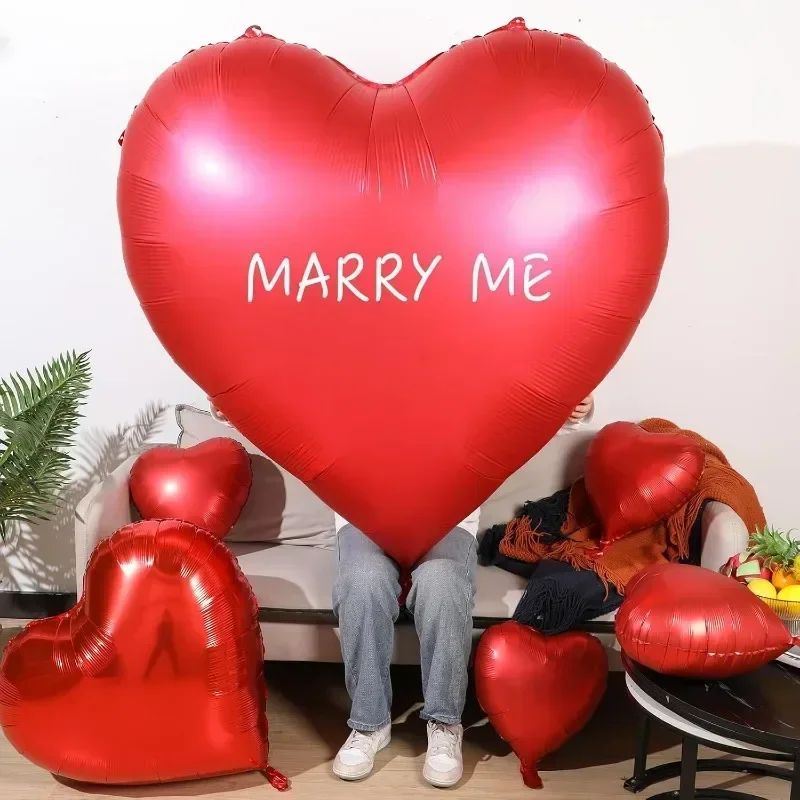 63Inch Large Heart Shaped Balloons Valentine\'s Day Love Aluminum Film Balloons for Valentine\'s Birthday Wedding Party Decoration