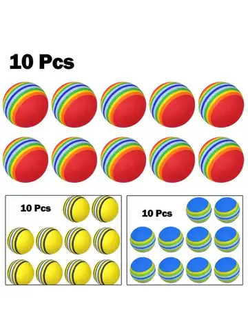10x Golf Swing Training Foam Balls Indoor Practice Rainbow Sponge Balls Flexible Soft Golf Practice Ball Training Aid Accessory
