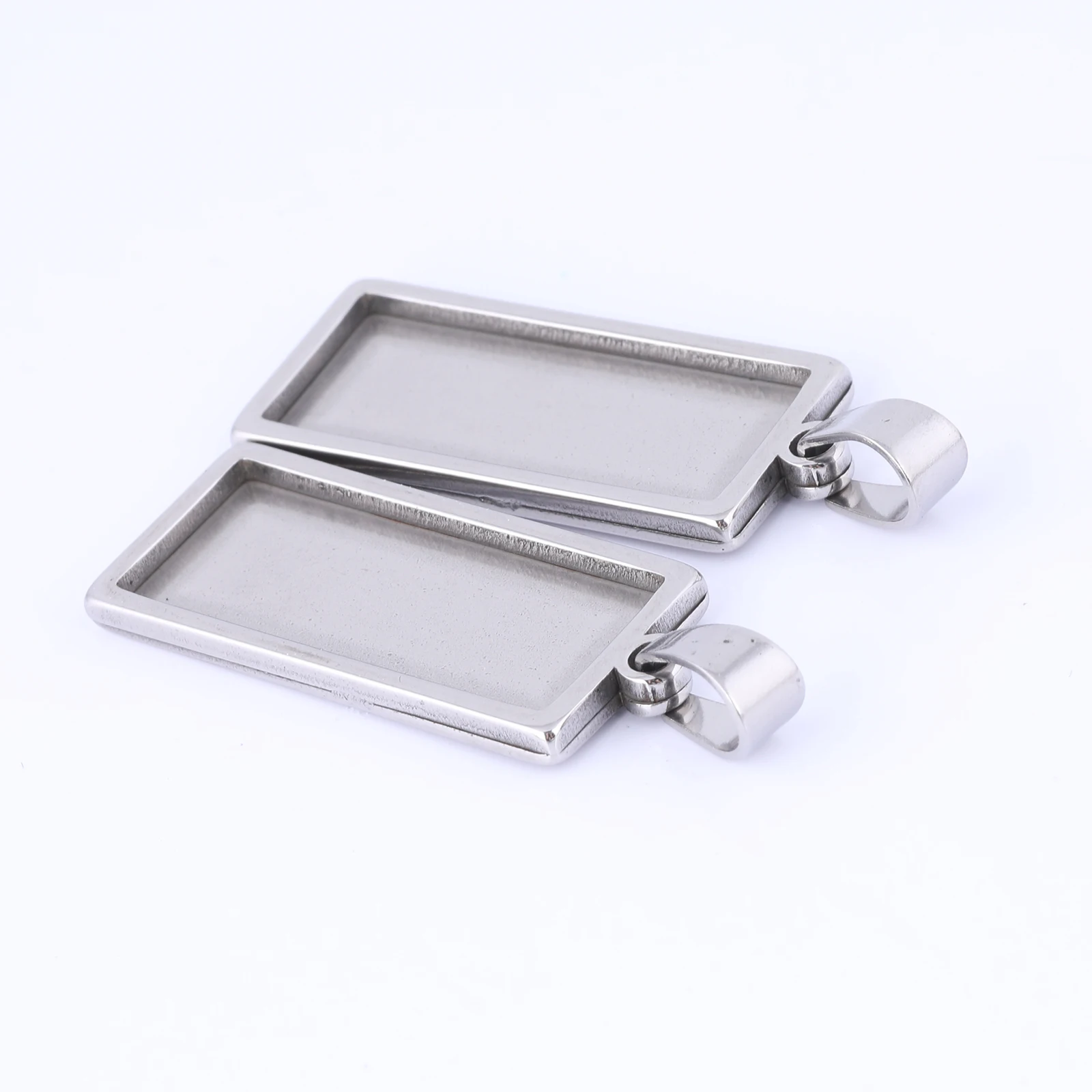 5pc 10x25mm 10x30mm Rectangle Cabochon Base Settings Stainless Steel Bezel Charm Pendant Trays Diy Necklace Blanks For Jewelry
