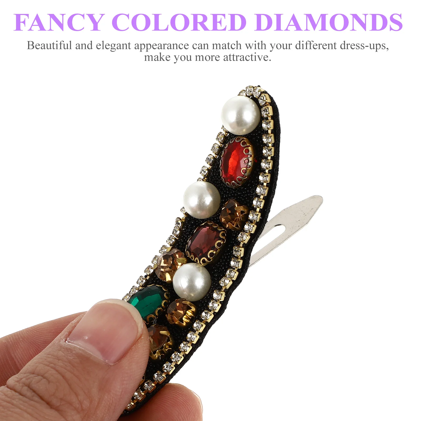 

2pcs Colorful Rhinestone Hairpins Stylish Durable Bang Bobby Pins Fashion Hair Clips For Women Girls Unique Side Clip Gift For