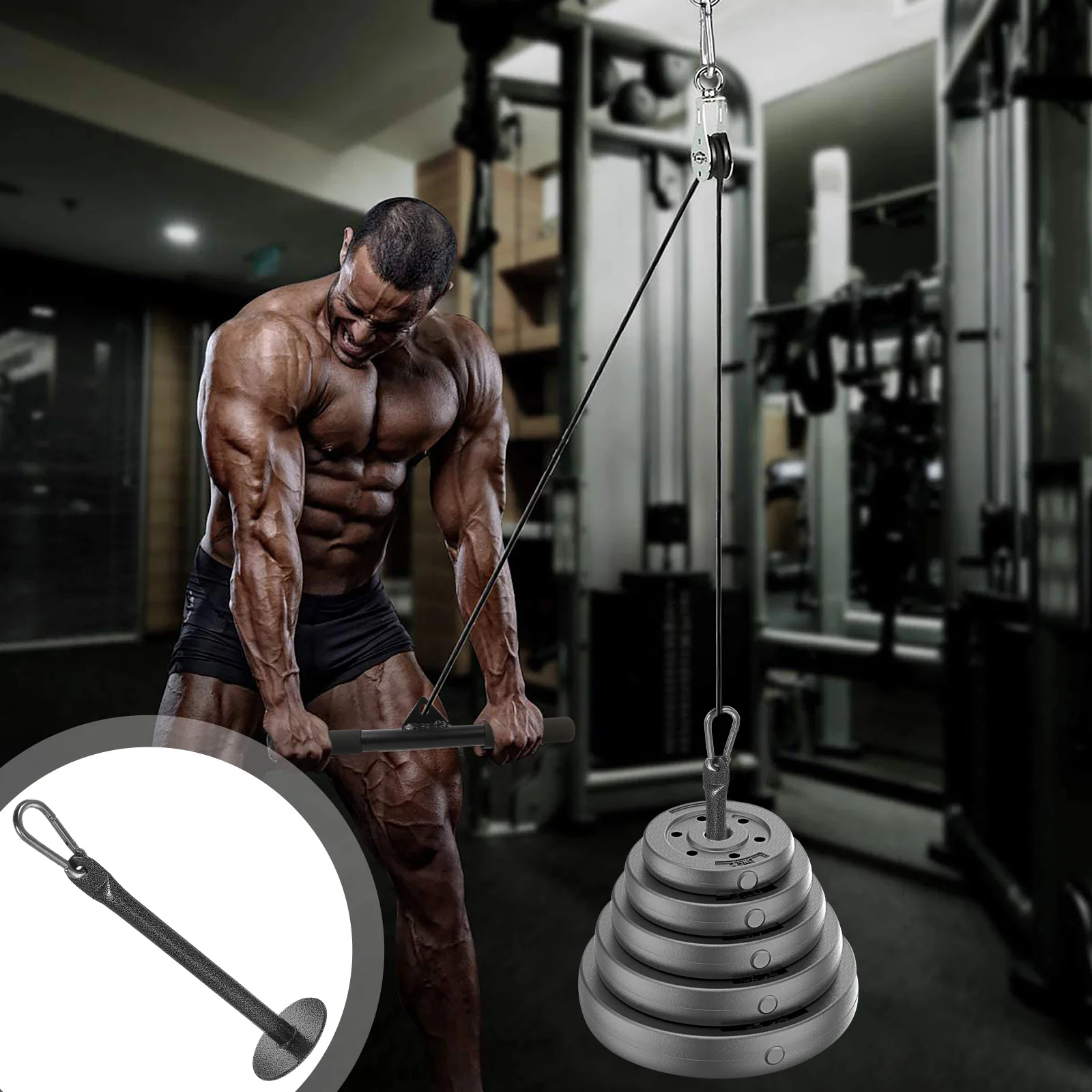 

Fitness Equipment Barbell Weight Plate Storage Rack Squat Accessories Black Loading Pin Pulley Cable Machine Attachment