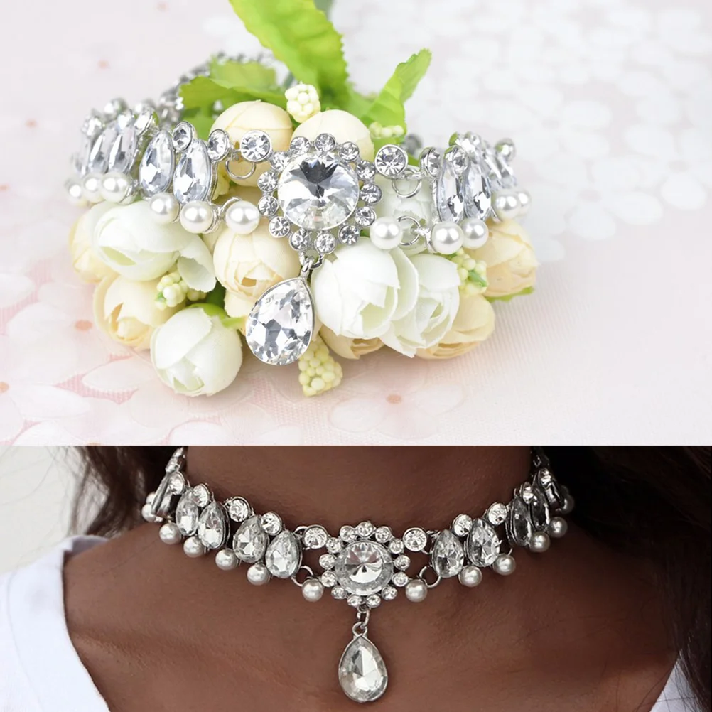

Pearls Necklace Crystal Chocker Decoration Jewelry Necklaces Choker