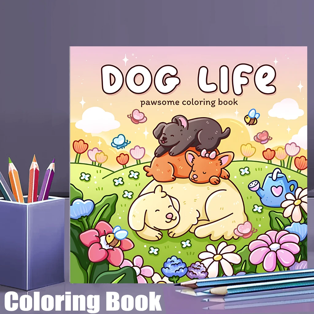 28 Pages Dog Style Coloring Book for Adult | Colouring Book, Drawing Supplies for Christmas, Thanksgiving